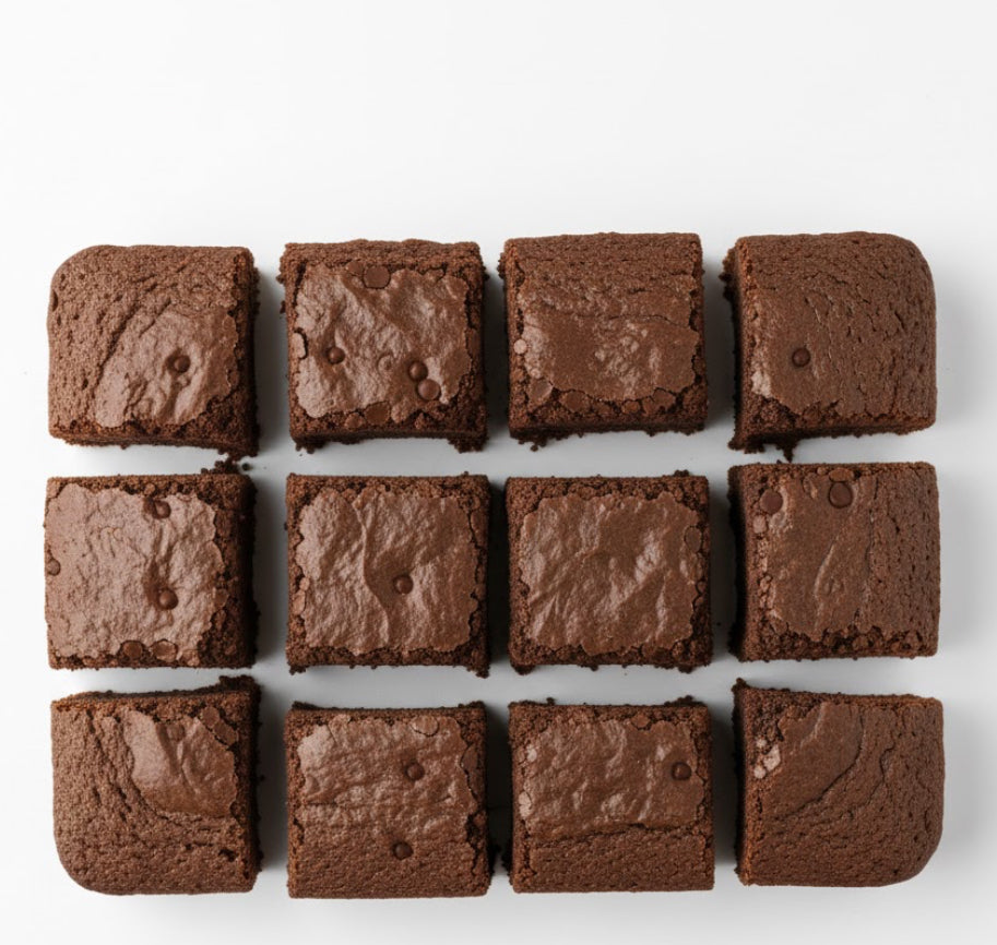 A dozen fudge brownies